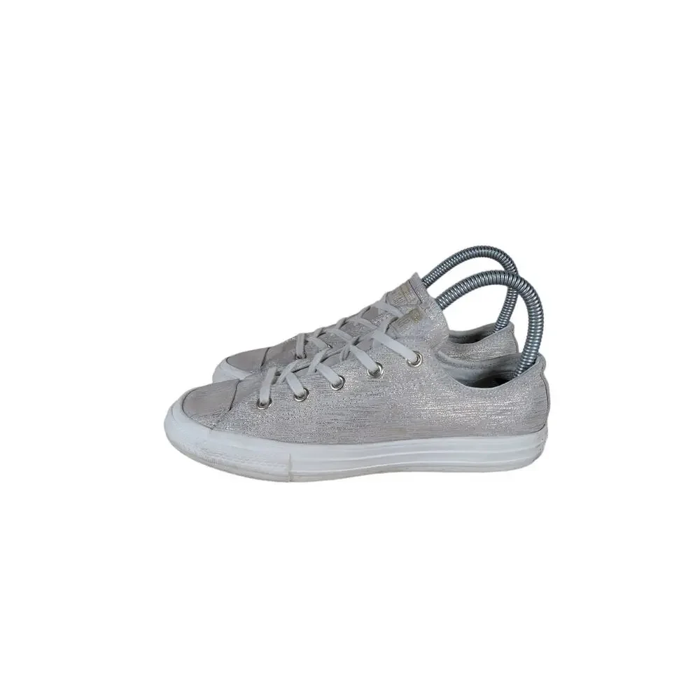 Converse All - CT Egret Low Top - Sneakers - Gray/Gold - Kids Little Girl's - 6
